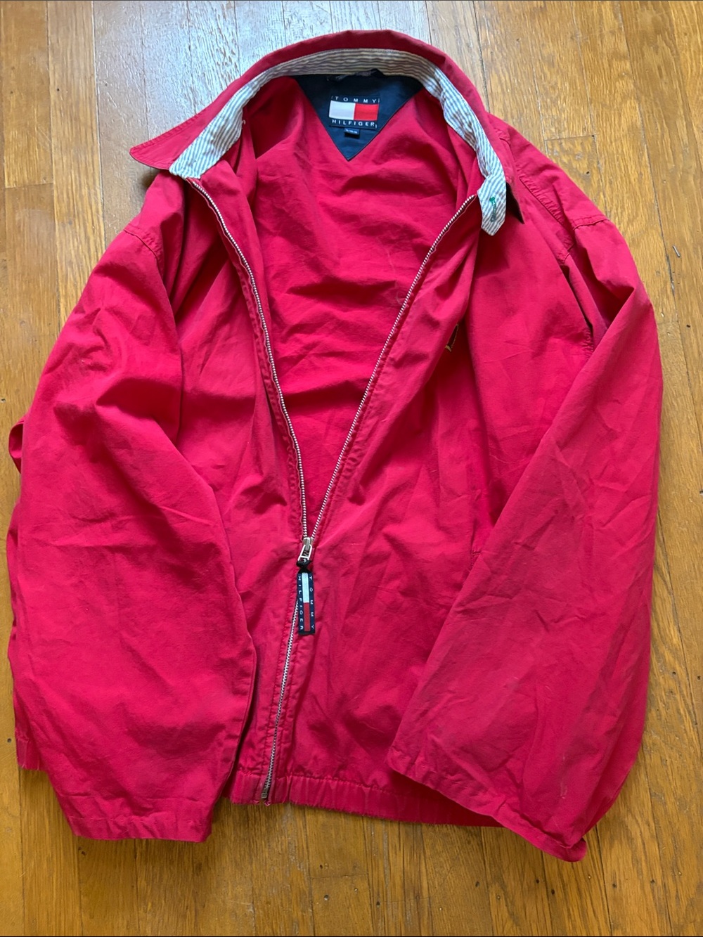 Tommy Hilfiger Bright Red Zip Jacket with Contrast Collar